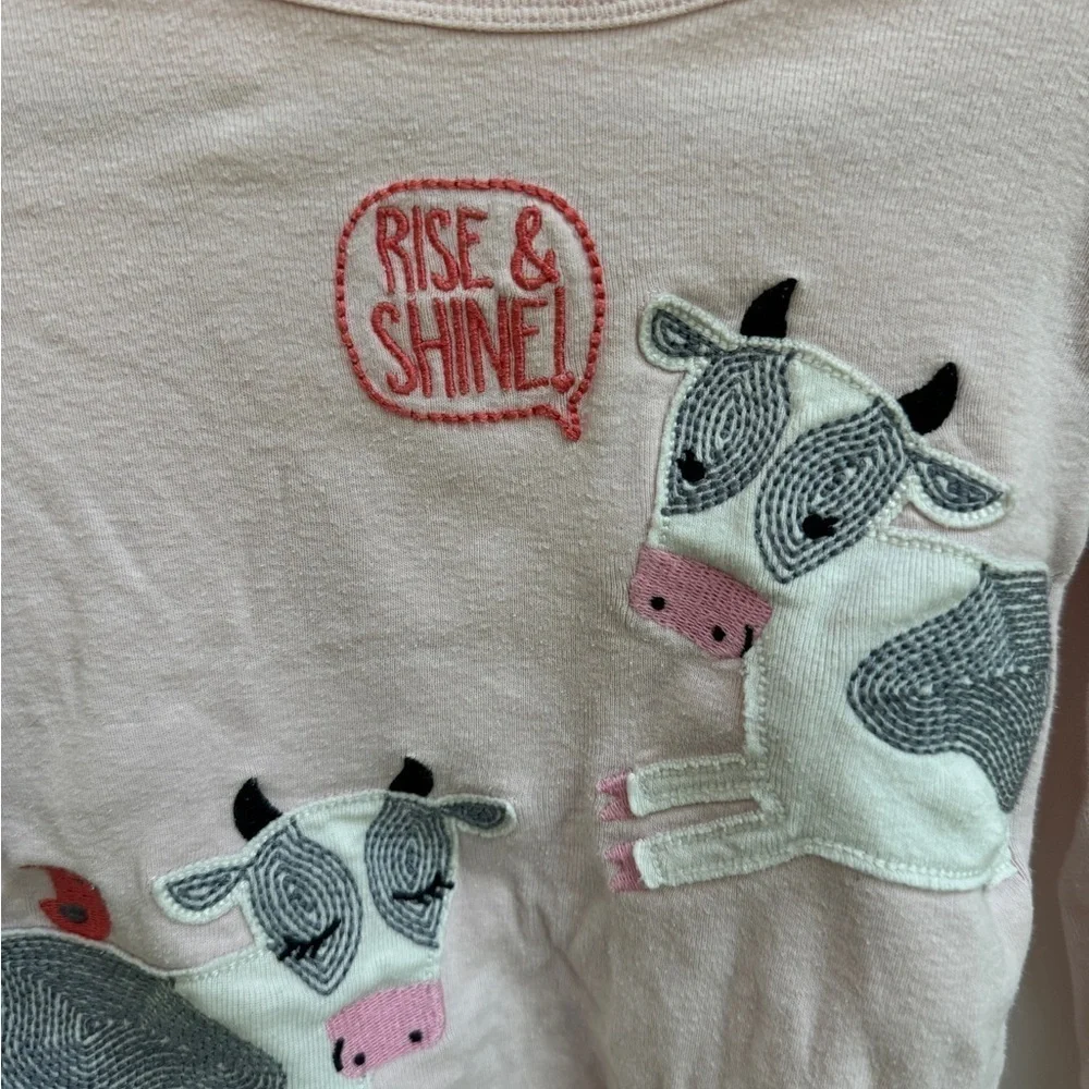 Carter’s 2T Girls Rise and Shine Cow Pink Girls Ling Sleeve Pajama Top